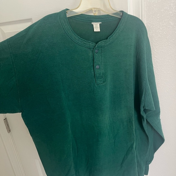 L.L. Bean Forest Green Long Sleeve Henley - Picture 1 of 3
